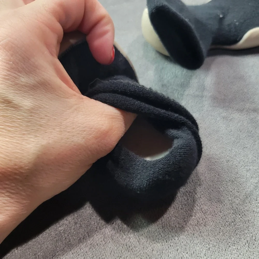 Black Knit Baby Sock‎ Shoes Non-Slip Rubber Sole Infant First Walkers 4.5 Inch